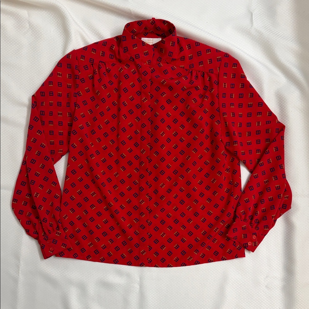 Vintage 80’s Pendleton Country Sophisticates Red Geometric‎ Shirt Size  10